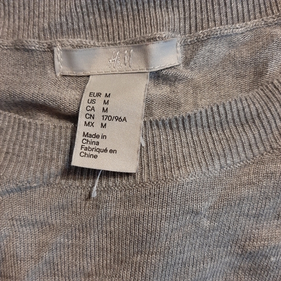 H&M gray sweater mock sheer top Women's Medium - Picture 9 of 9
